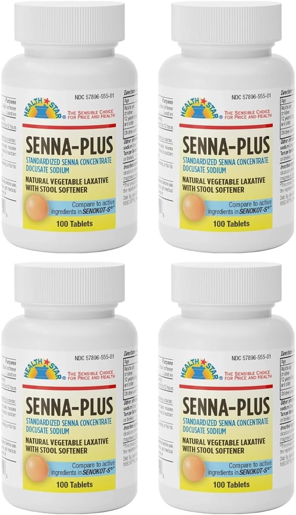 GeriCare Senna Plus Natural Vihanneslaksatiivi jakkara Softener, Docusate Sodium 50mg, Sennosides 8,6mg 100