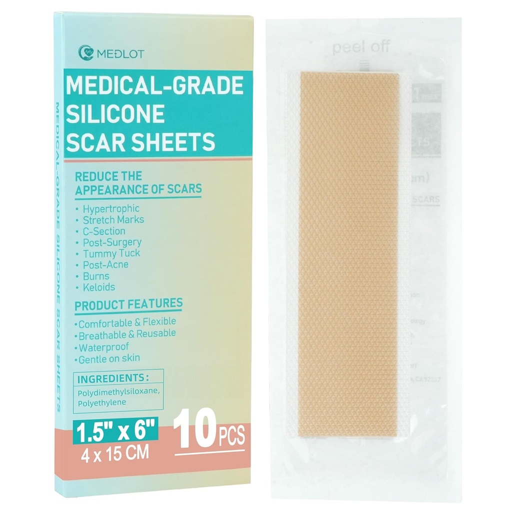 Silikoni Arpi Sheets, 10kpl, Silikoninauha arpi hoitoon, Uudelleenkäytettävä arpi nauhat leikkaus, C-jakso, keloid Bump, Stretch Marks, Palaa, Akne arpi poistaminen, Jokainen 1,5.