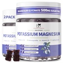 2 pakkaus Kalium Magnesium Gummies, sokeriton kalium Gummies kanssa magnesium Glycinate 500 mg pureskeltava magnesium kalium täydentää kalsiumia, sinkkiä, vitamiinia jalkakramppeja ja lihas