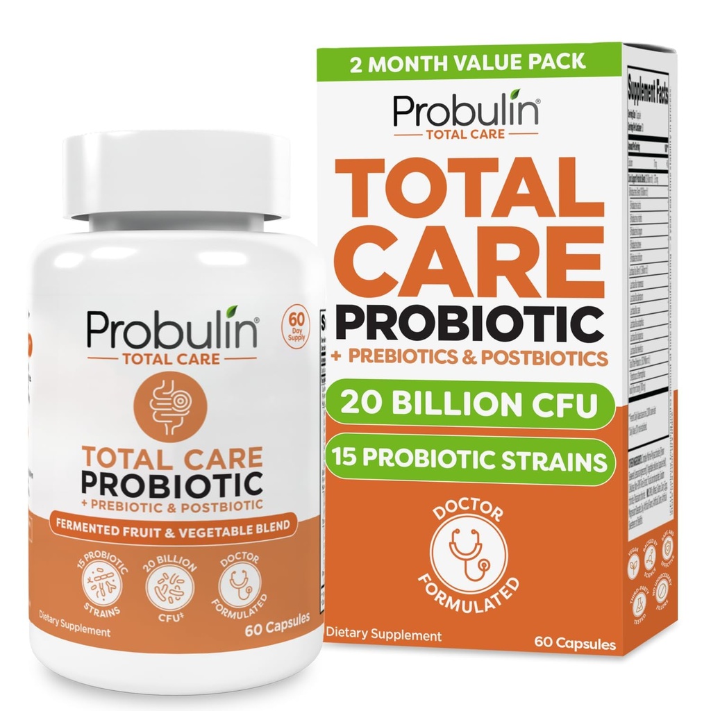 Probulin Kokonaishoito Probiootti Supplement, Daily Gut, Ruoansulatuskanavan, ja Immuno Health Probiootit Kapselit miesten ja naisten, 20 miljardia PMY, Vegan, 60 Count Bott