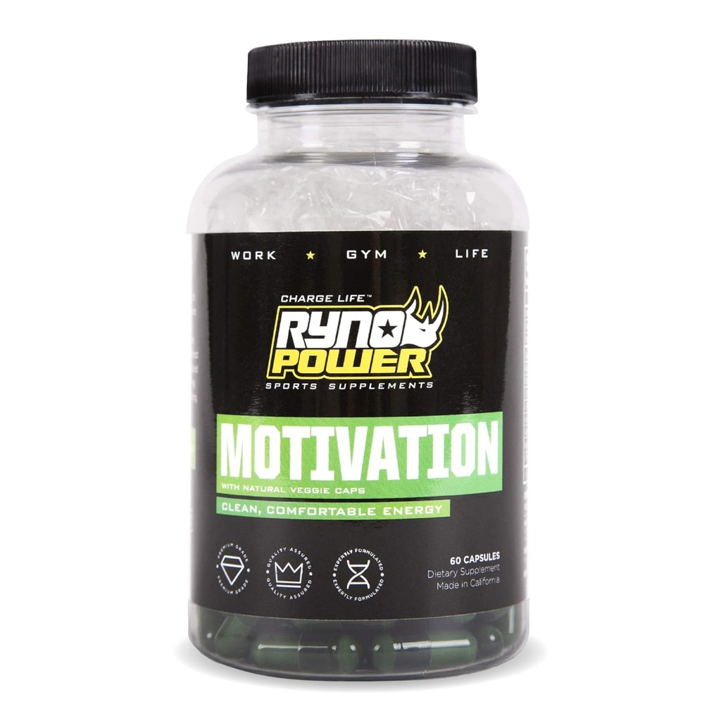 Ryno Power Motivotion Pre-Workout Focus Energy Supplement Kapselit (30 palvelinta)