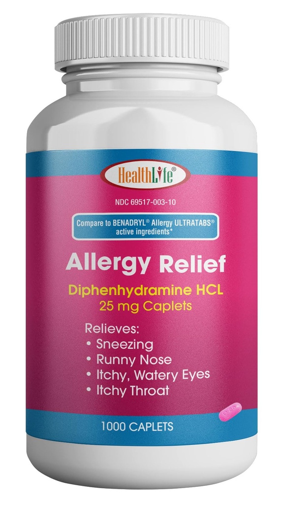 TERVEYS LFE Allergian lievittäminen, lääkedifenhydramiini HCl Caplets, 25 mg . Lapset ja aikuiset...