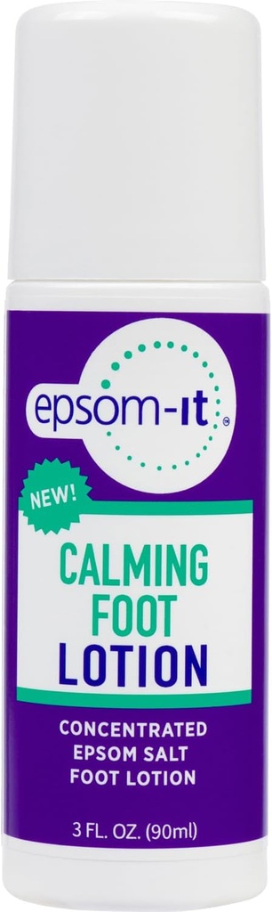 EPSOM-IT Calming Foot Lotion - Roll on Magnesium Sulfate Lotion väsyneille jaloille ja nilkoille, Urea, Soften Tough Skin and Cracked Heels, joka tarjoaa mukavuutta jalat ja jalat 3.0 oz