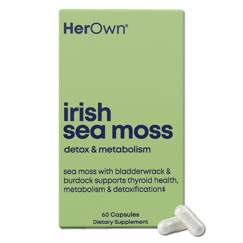 Hänen oma Irish Sea Moss kapselit, Burdock Root, Blackderwrack, Detox, Metabolia, Immuuni tuki, ihon terveys, Natural Joint Support, Nutrient Rich Superfood Korkea mineraalit, 60 kreivi
