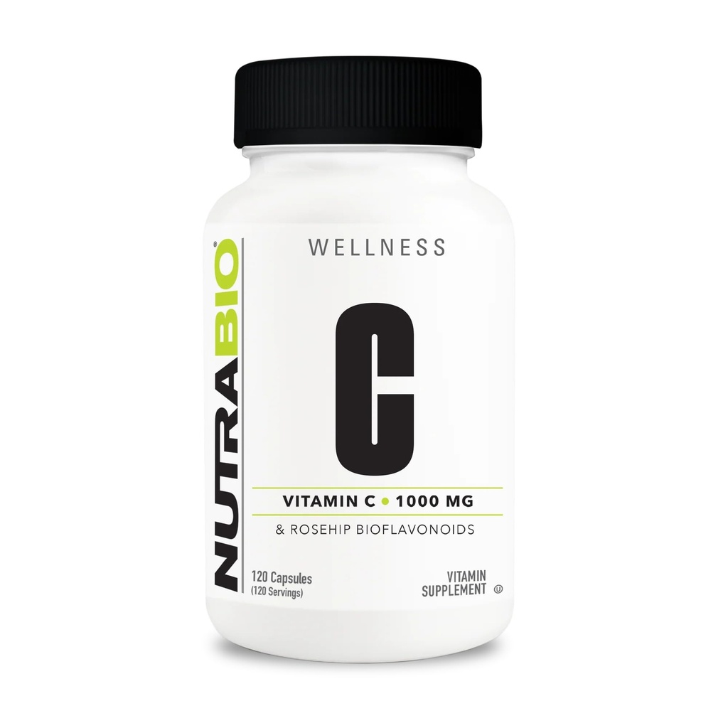 NutraBio C-vitamiinia Rose HIPS - Tukee Terveet luut, Hampaat ja Gums, Immuunifunktio - Ei Fillers tai Apuaineet - (120 kapselia, 1000 mg C-vitamiinia per kapseli)