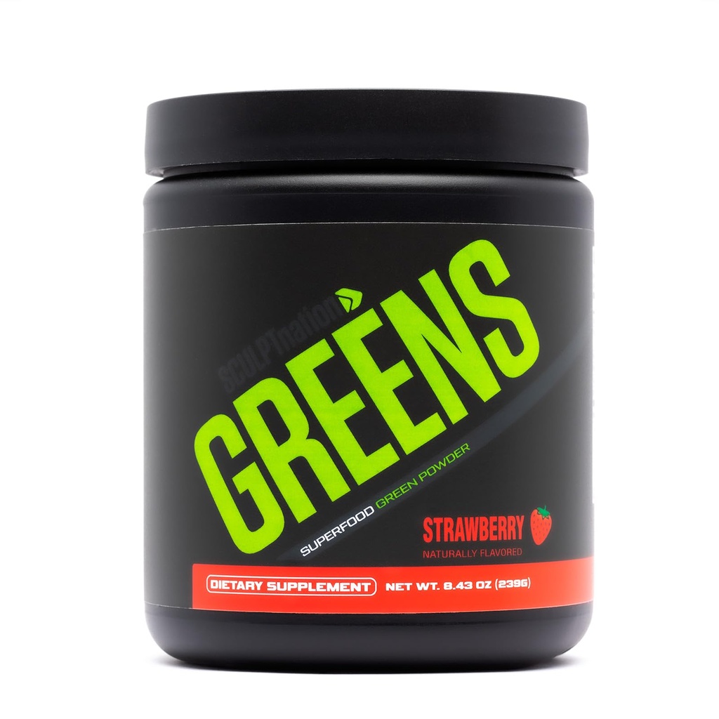 Veistos Nation by V Shred Greens Strawberry - Premium Greens Powder & Superfood Blend Collagen tukea ihon, digestion, ja energia - 30 päivän toimitus