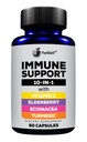 Immuunituki Booster täydentää Elderberry, C-vitamiini, Echinacea, kurkumainoidit, E-vitamiini, B6-vitamiini, sinkki, L-glutamiini HCL, valkosipuli, Lactobacillus Acidophilus:: 60 Count, 1 Pack