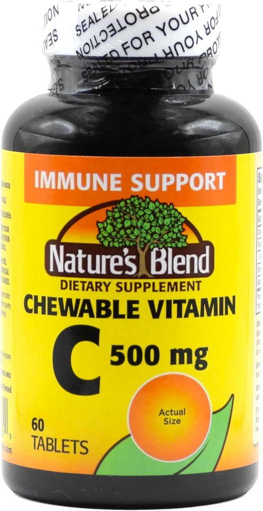 Tuggbar vitamin C. Stor provsmakning av lågt socker viktigt vitamin, främjar inte tandförfall. 500 mg, 60 tabletter.