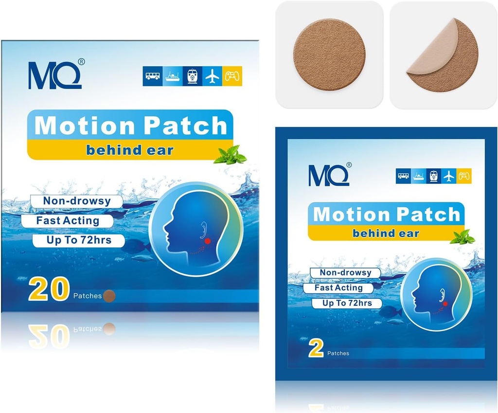 MQ 20ct Motion Paikat, tumma väri, merisairauspaikat Non Drowsy & Waterproof, Risteilyalus Matkustaa Essentials, Nopea toiminta & Pitkäikäisyys 72H