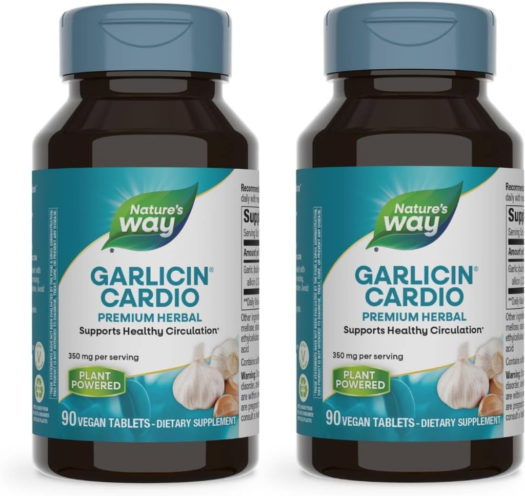 Naturens sätt Garlicin Cardio Premium Herbal Healthy Circulation Support* 350 mg per servering 90 tabletter