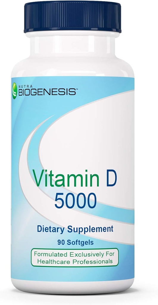 Nutra Biogeneesi D-vitamiini 5000 - D3-vitamiini 5000 IU Softgel-kapselit miehille ja naisille, VIT D-lisä immuunitukea, terveitä hampaita ja luun terveyttä - 90 Softgels