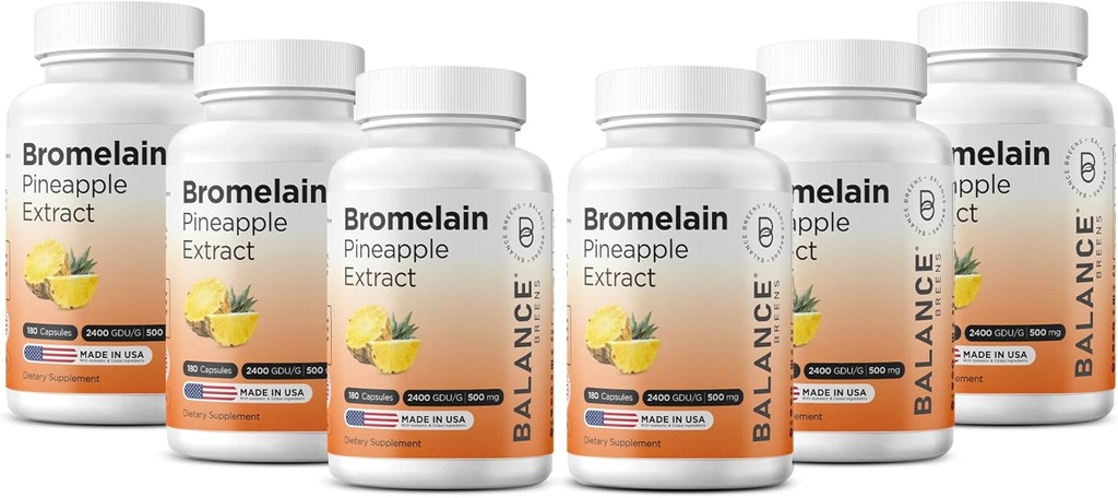 Balancebreens Bromerain 500 mg kapselit ... 2400 GDU Ananas Extract täydennysosa Joint Support, Natural Turvotus Tuki, ja terveellinen digestio... 180 Organic Capsules Made in USA