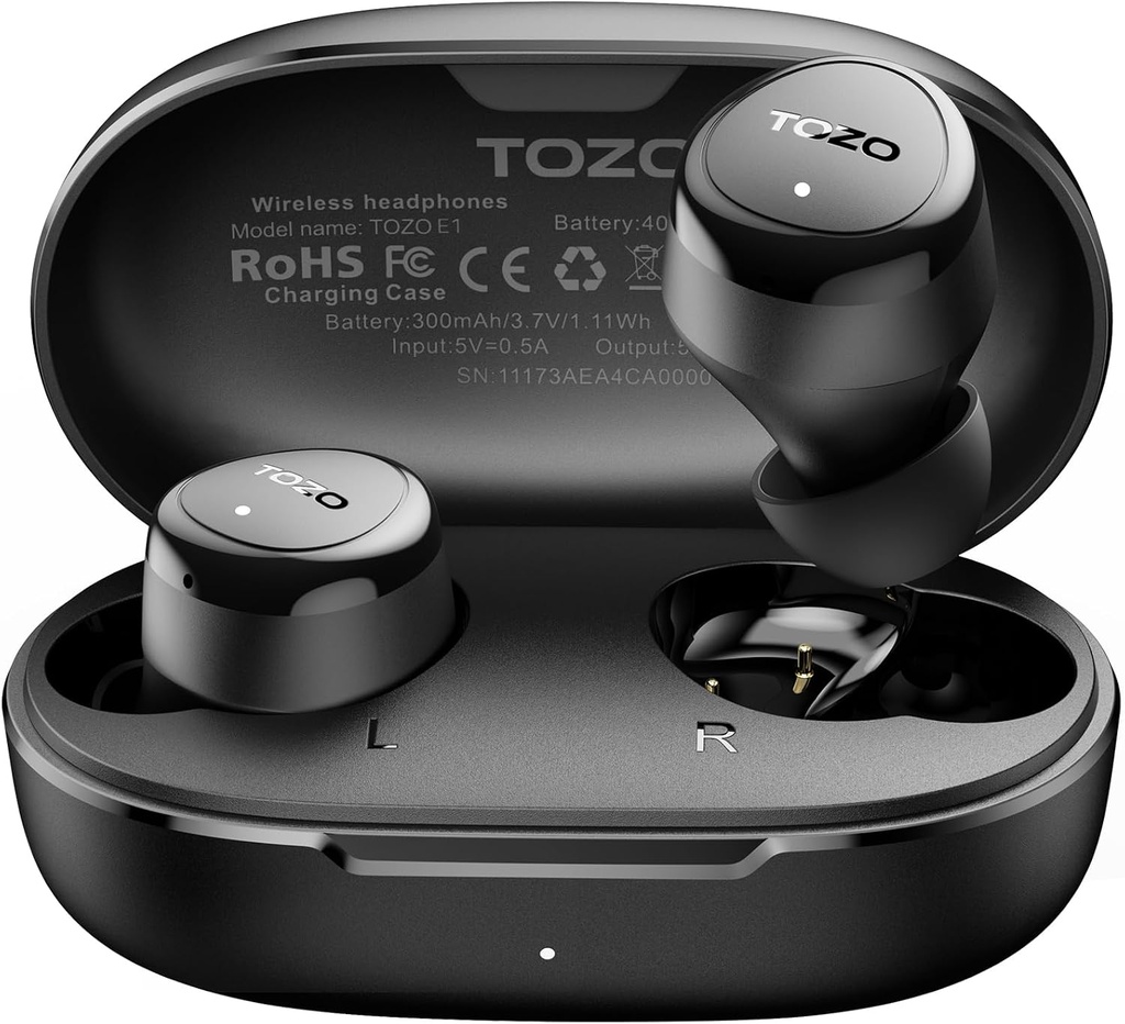 TOZO langattomat korvakorut Rakenna Mic Clear Calls Ergonomic Light Paino Bluetooth 5.3 korvakuulokkeet Vedenpitävä Premium stereo kuulokkeet 30H Leikkiaika 32 EQs kautta APP