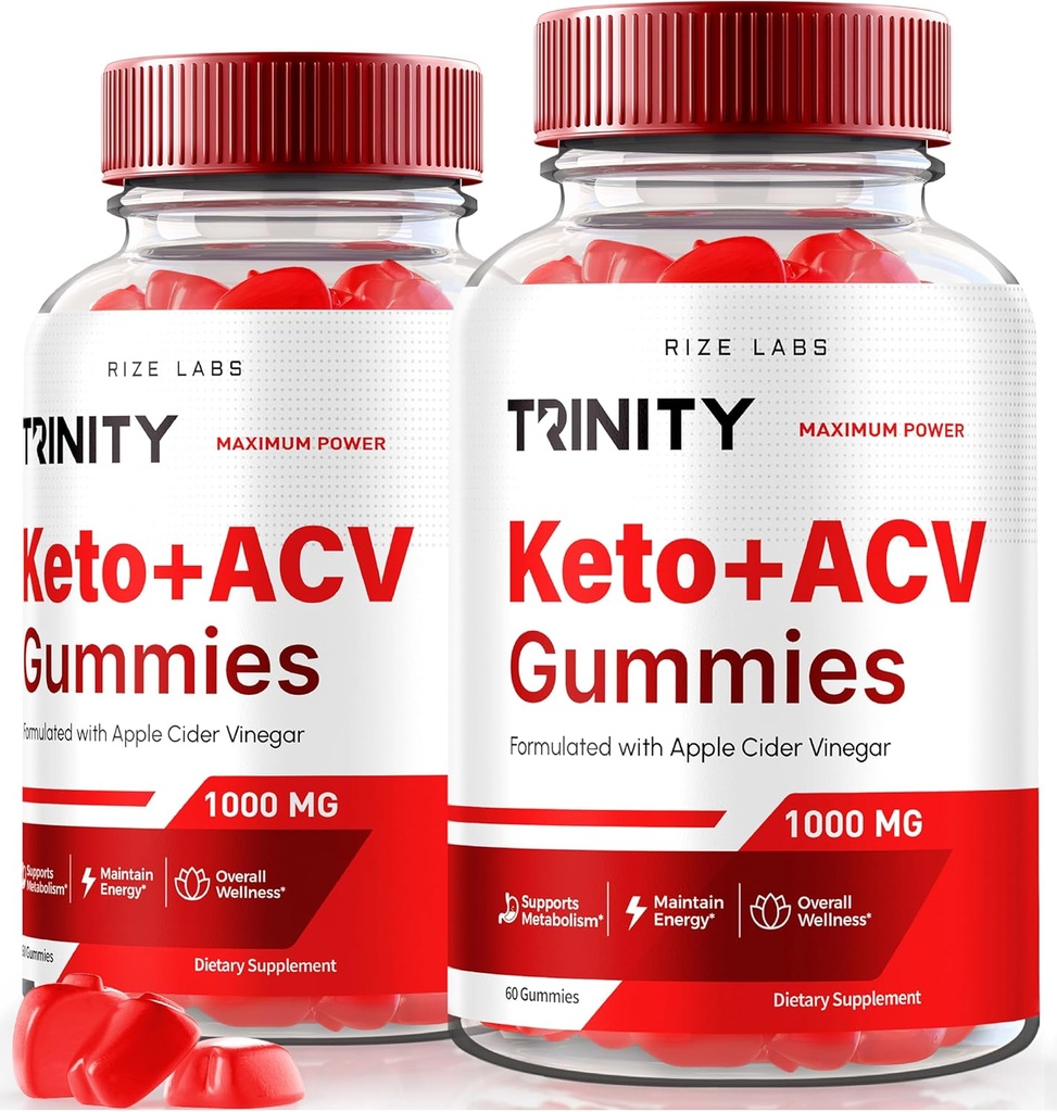 Rize labs (Pack of 2 Trinity Keto + ACV Gummies for Advanced Painonmenetys, Premium Keto Plus ACV Formula, Kaikki luonnolliset Apple Siideri Viinietikka täydentää, Gummy 500 mg Review (120 Gummies)