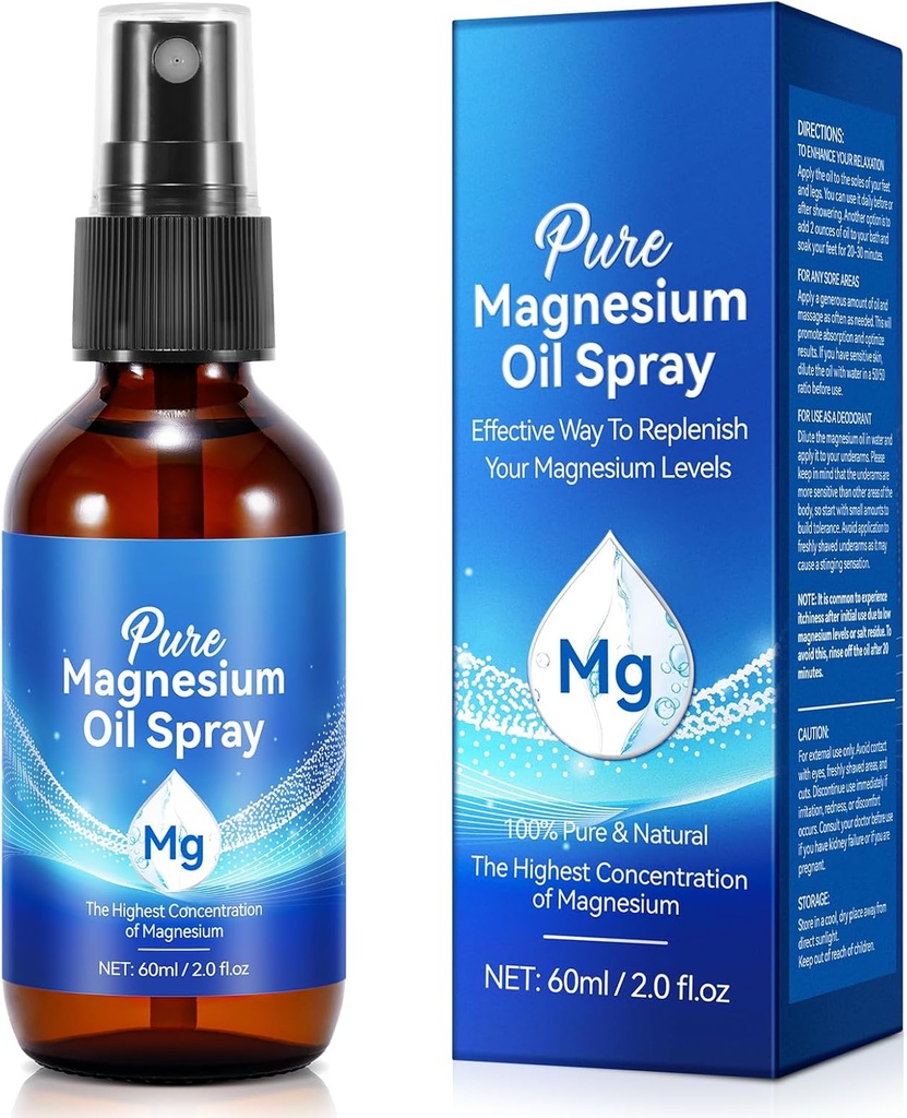 Rena Magnesium Oil Spray, 100% naturligt Magnesium Spray, 60ml Organisk Topisk Magnesium Spray