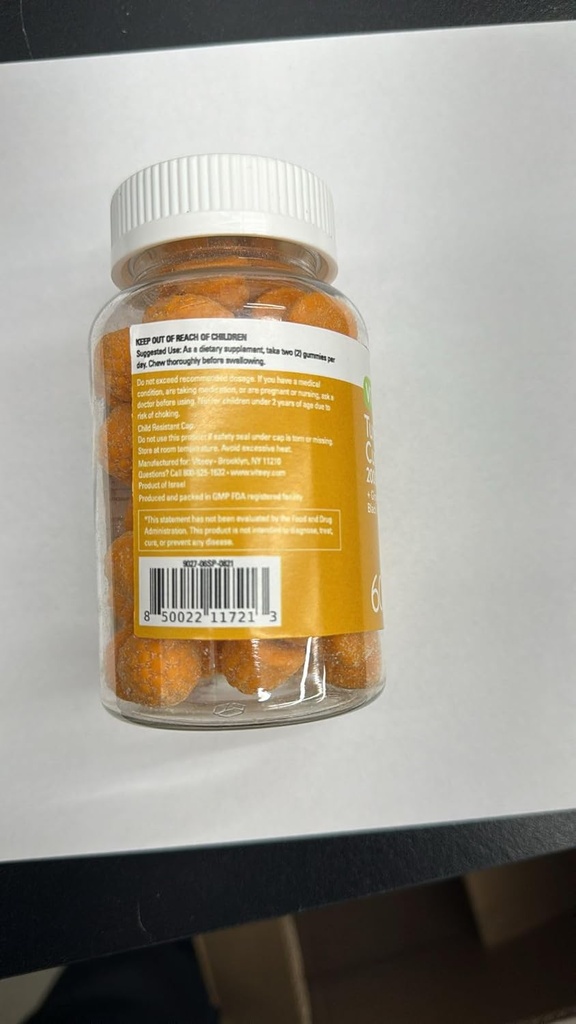 Gurkmeja Curcumin Gummies med Ginger & Black Pepper Herbal Supplement, 2000mg, Immune Support, Healthy Skin och Joint Health, Vegan, Pectin Based, för vuxna och Teens-Chewable Peach smak