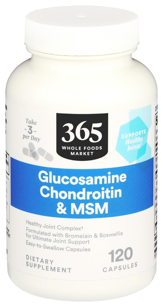365 by Whole Foods Market, Glukosamiini Chondroitin ja MMS, 120 kapselia