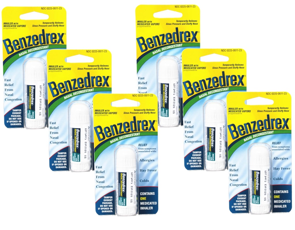 Benzedrex Inhalaattori Propylheksedriini Nasal Decongestant - 1 Luku (Pack of 6)