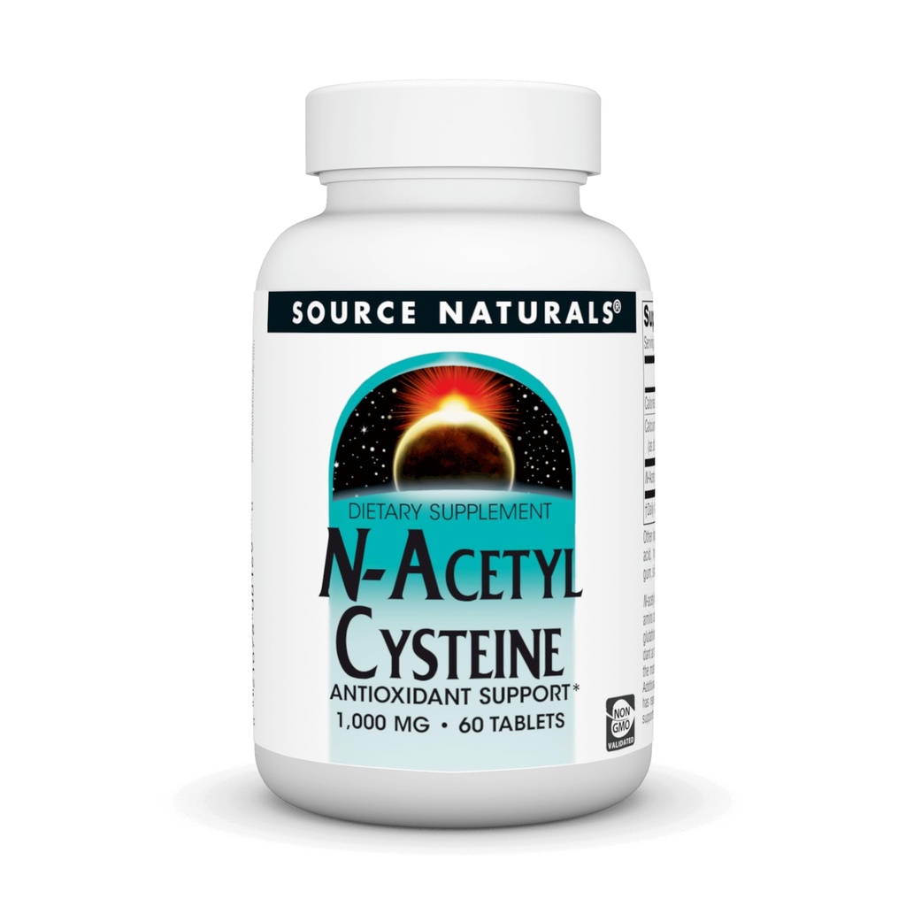 Lähde Naturals N-Acetyl Cysteine Antioksidantti Support 1000 mg ravintolisä, joka tukee hengitysteiden terveyttä* - 60 tablettia