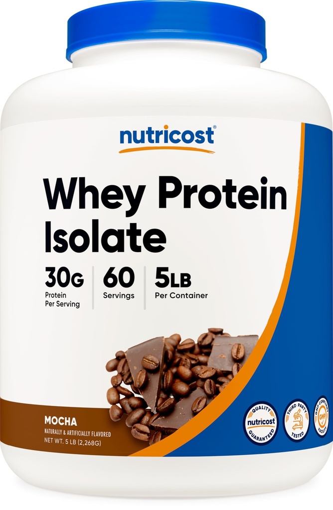 Nutricost Whey Protein Isolate (Mocha) 5LBS - Gluteeniton & ei-GMO