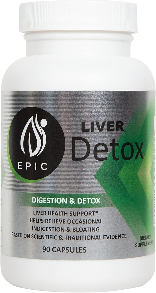 Maksimi tuki Epic Black Label Liver Detox Dietary Supplement - 90 kapselit pakattu luonnollisia ainesosia kuten artisokkauute, maito Thistle, kurkuma, rauta, ja kalsium