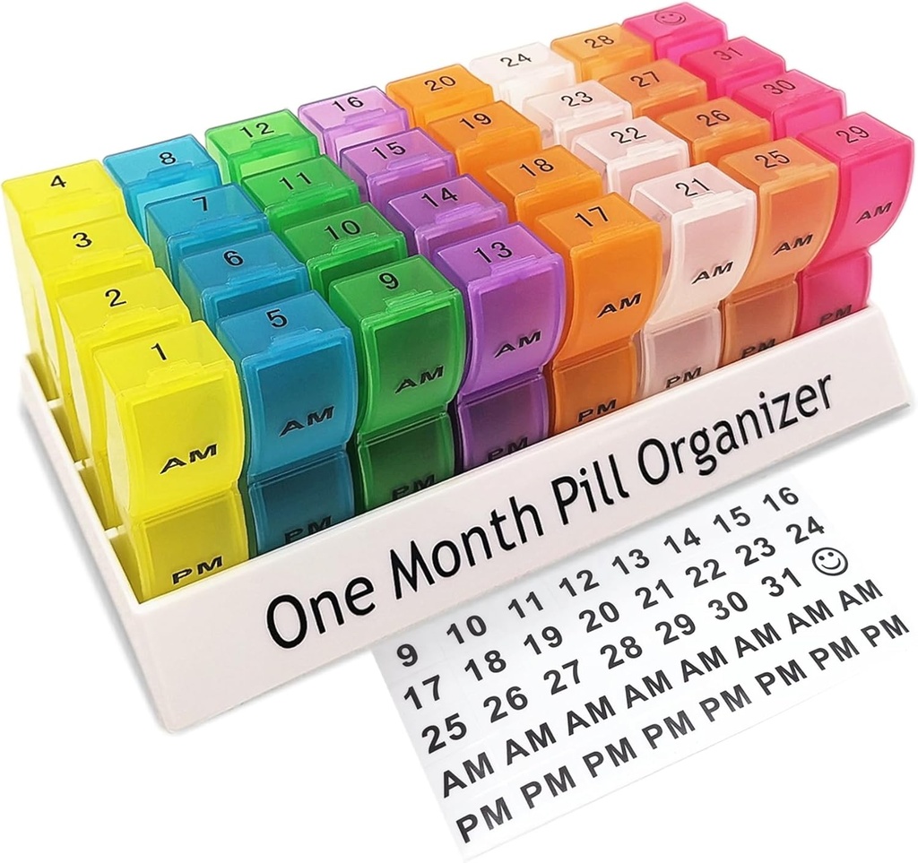 Kuukausittainen pilleri Organizer 2 Kertaa päivässä, 30 päivää yhden kuukauden pillerilaatikko AM/PM, Viikoittain pilleri pilleri tapauksessa vitamiinit, kalaöljy, lisäravinteet ja lääkkeet
