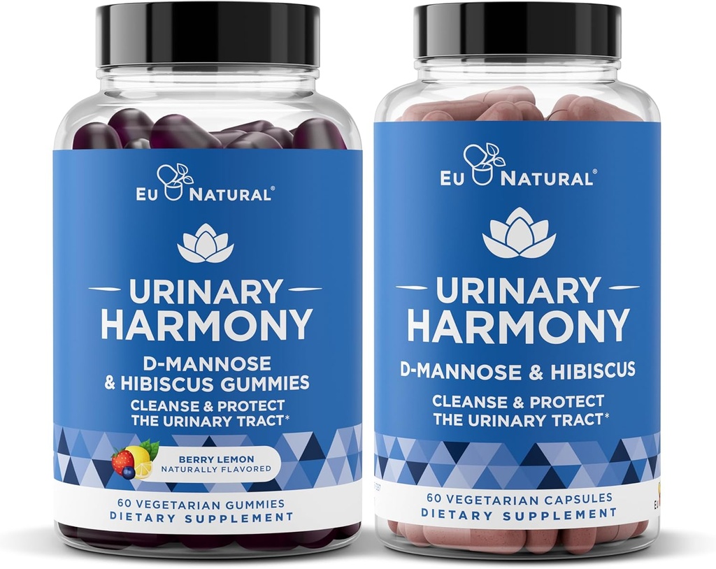 Virtsan Harmony Kapselit ja Gummie Bundle - Virtsateiden terveys naisille D-Mannose & Hibiscus Puhdistus, Flush & Suojaa virtsajärjestelmä