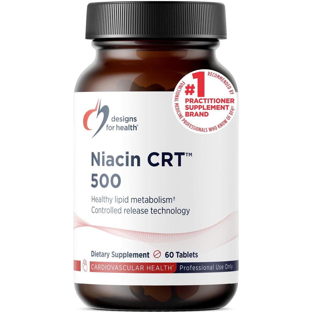 Designs for Health Niacin 500mg - Niacin CRT B3-vitamiini (Nikotiinihappo), hallittu hidas Release Tabletit auttaa minimoimaan flush - ei-GMO, Gluteeniton täydentää (60 tablettia)