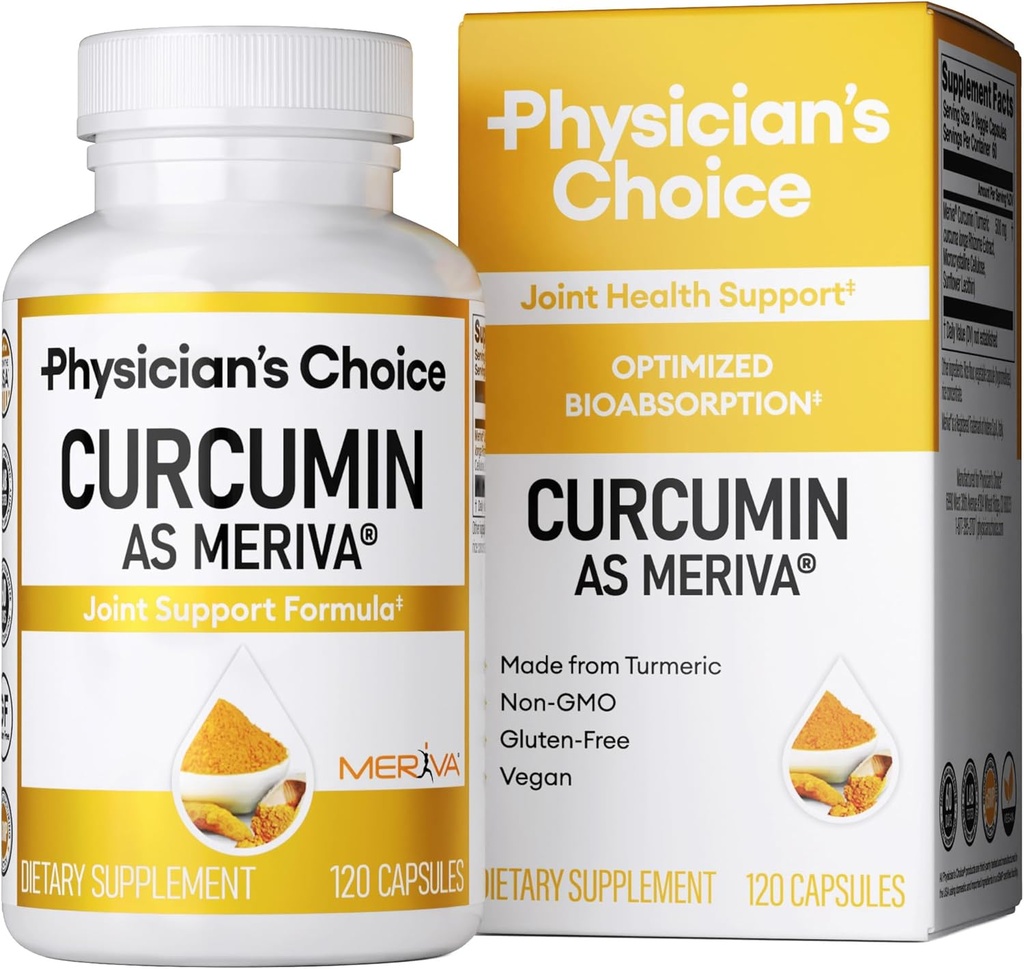 Läkarens CHOICE Curcumin Meriva 500 - kliniskt studerade - bättre absorption än vanliga gurkmeja kosttillskott - vetenskapligt undersökt gemensamt stöd - 120 kapslar