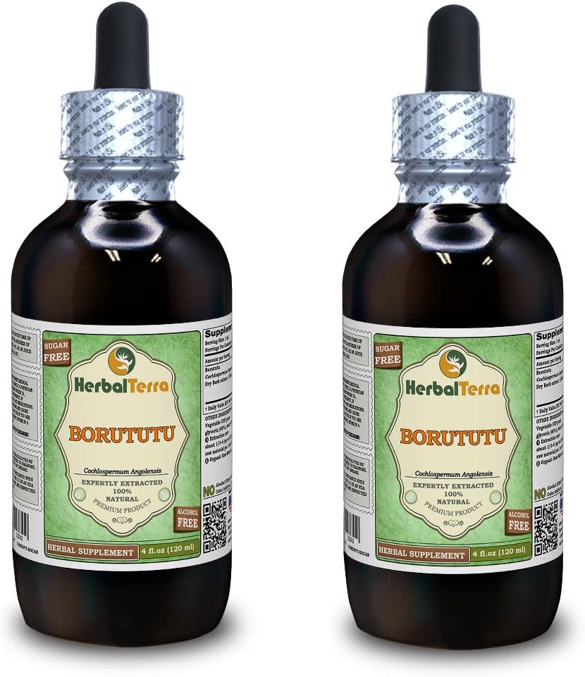 Borutu (Cochlospermum angolensis) Glyseriitti, kuivattu juuri alkoholiton nesteuute (Brandin nimi: HerbalTerra, ylpeästi valmistettu Yhdysvalloissa) 2x4 fl.oz (2x120 ml)