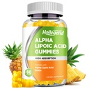 Alpha Lipoic Acid Gummies 1000Mg Biotiini, korkea imeytyvä purukumi ALA täydentää antioksidantti, aivojen terveys ja hermotuki, ananas maku, sokeriton, 60 purukumi