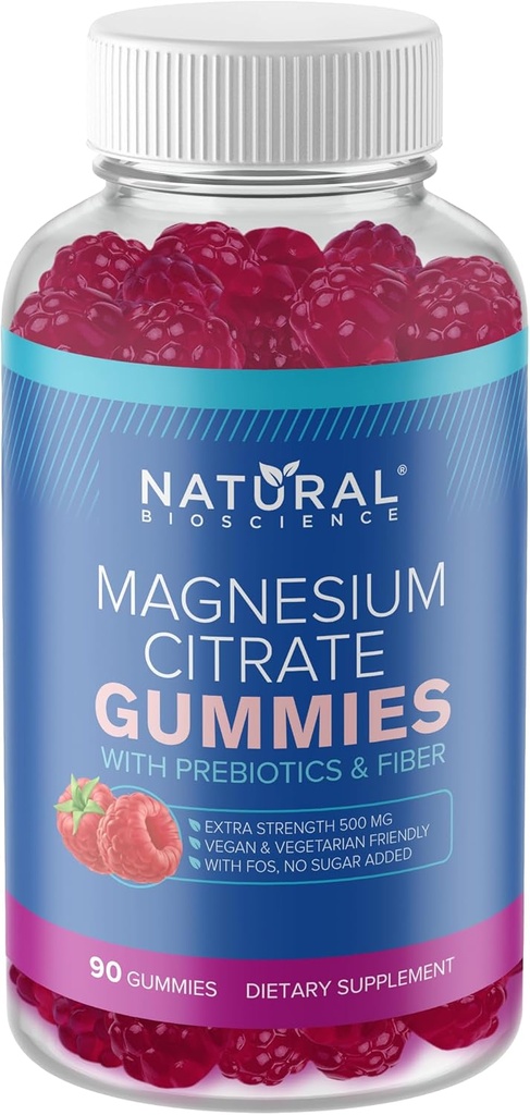 Magnesium Gummies för vuxna - 500mg Magnesium Supplement, Sugar-Free High Absorption Magnesium Citrate Gummies, Vegan Anti-Stress Gummies, Magnesium för sömn och avkoppling, 90 Gummies