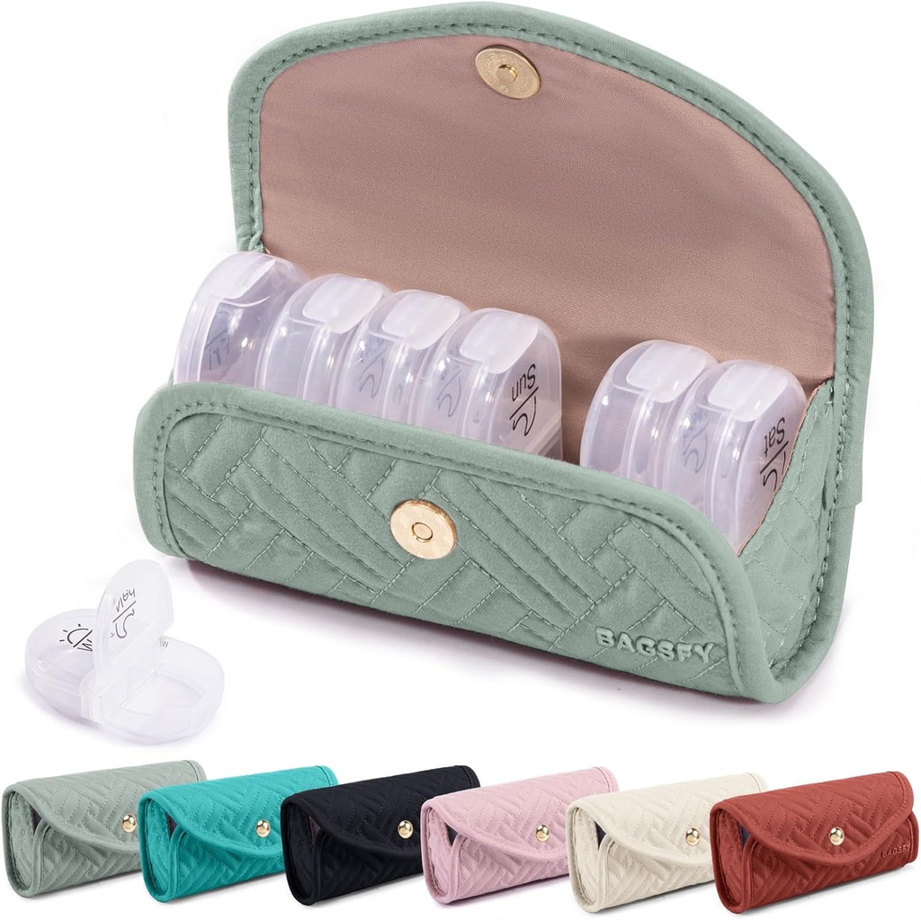 BAGSFY Viikoittain pilleri Organizer 2 Kertaa päivässä söpö Fabric pilleri tapauksessa, lääkelaukku, AM PM pillerilaatikko 7 Päivä, Kannettava lääke matka tapauksessa pillereitä, vitamiineja, kalaöljyjä, lisäravinteet.