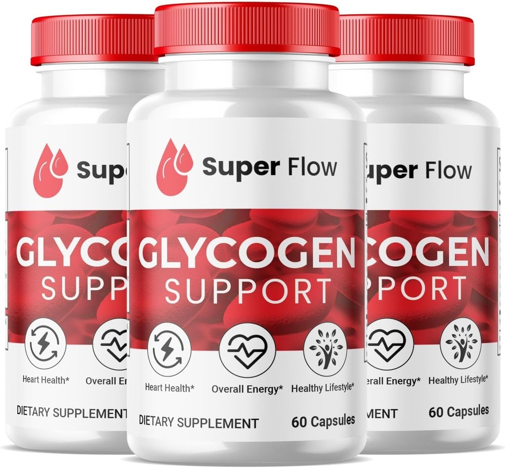 (3 pakkaus) Super Flow Glycogen, SuperFlow Glycogen tukikapselit, Glyco Optimizer Formula, Natural Blood Alves Cleaner, Premium Super Flow Glycogen Support (180 kapselia)