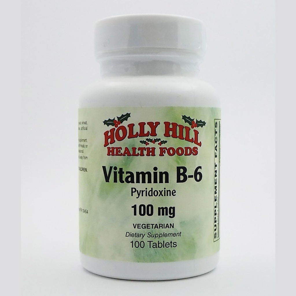 Holly Hill Health Foods, vitamin B6, 100 tabletter