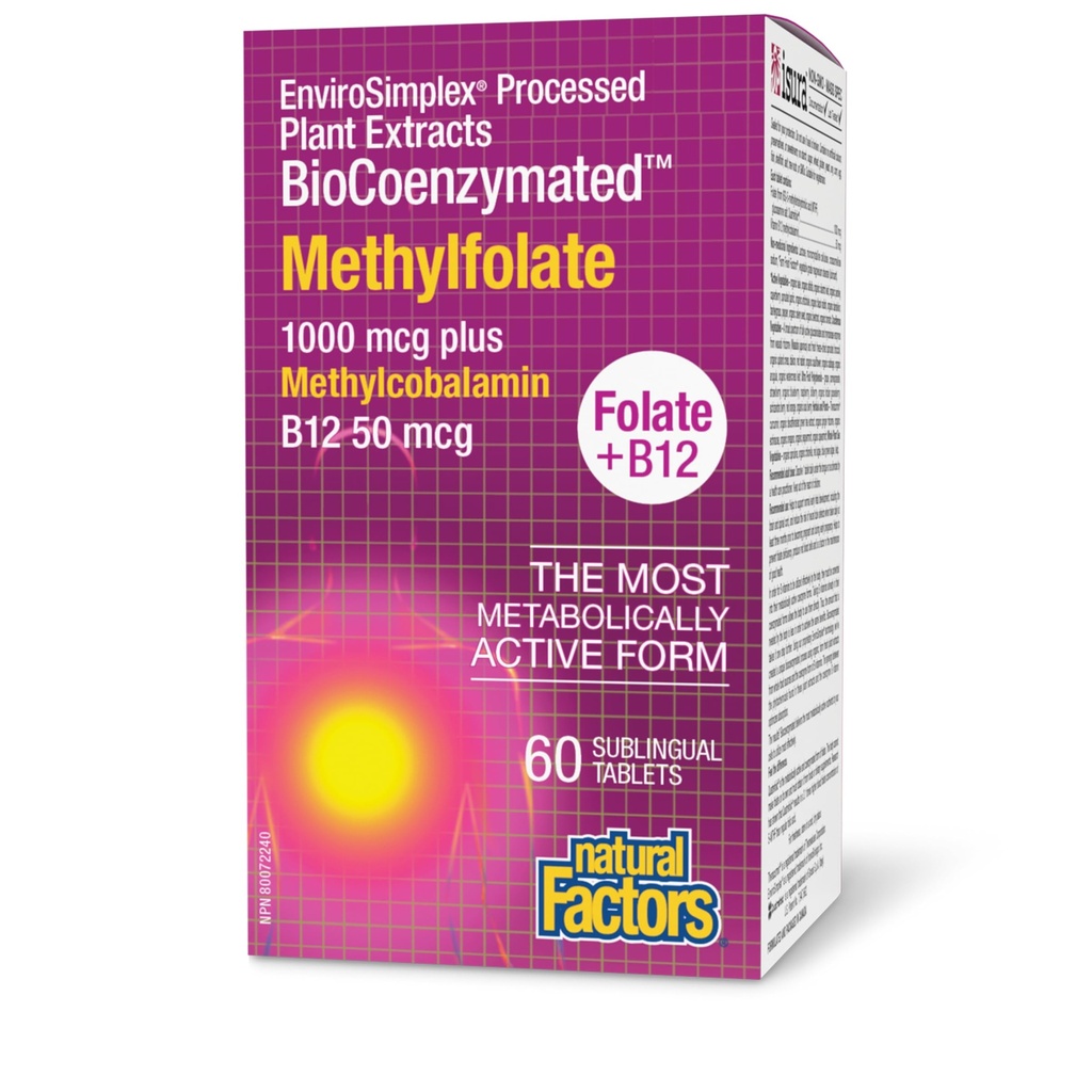 Naturliga faktorer Biocoenzymated Methylfolate 1000Mcg, 60 CT