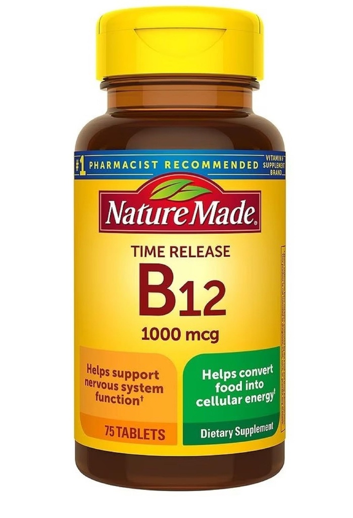 Nature Made Vitamin B12 1000 mcg, Dietary Supplement for Energy Metabolism Support, Time Release, 75 tabletter.
