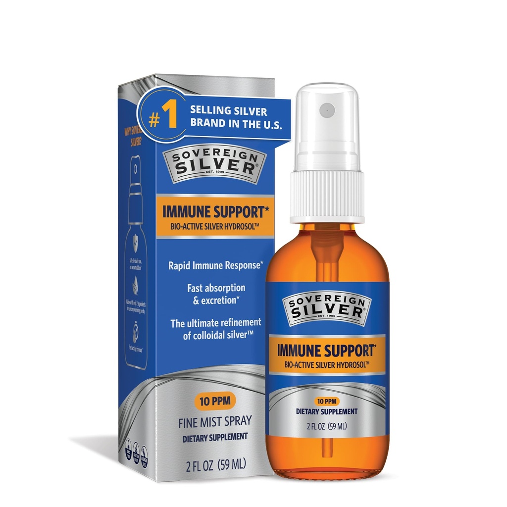 Suverän Silver Immune Support, Colloidal Silver, Bio-Active Silver Hydrosol,10 ppm, Fine Mist Spray, 2 Fl Oz