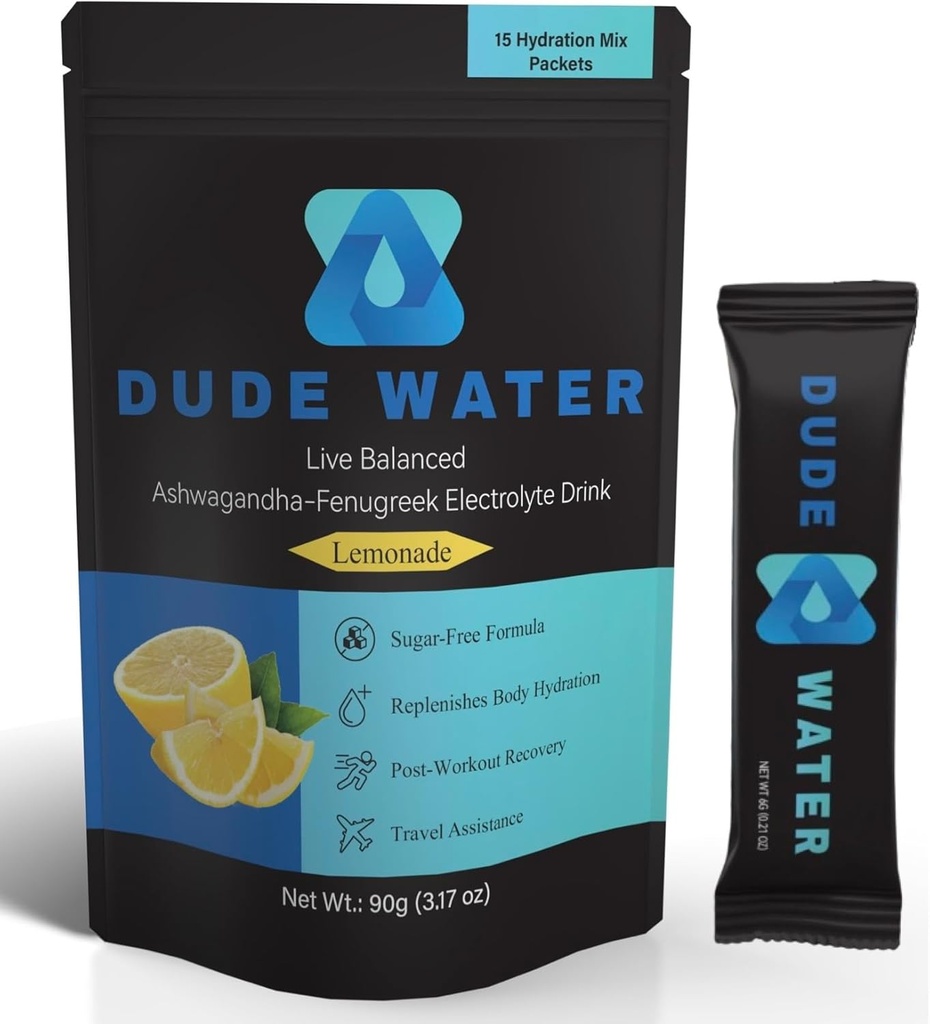 Hydration Supplement Mix - Electrolyte Powder Infused med Ashwagandha, Fenugreek och Essential Vitaminer. Ersätter Hydration, stöder energi, hormonhälsa, styrka och återhämtning.