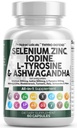 Clean Nutra Selenium 300mcg Jodi 500mcg Kilpirauhastuki naisille ja miehille L Tyrosine 500mg Ashwagandha lisäravinteet Rakkoranneke, Turmeric, Kelp, Schisandra Sinkkipillerit Kapselin täydentää