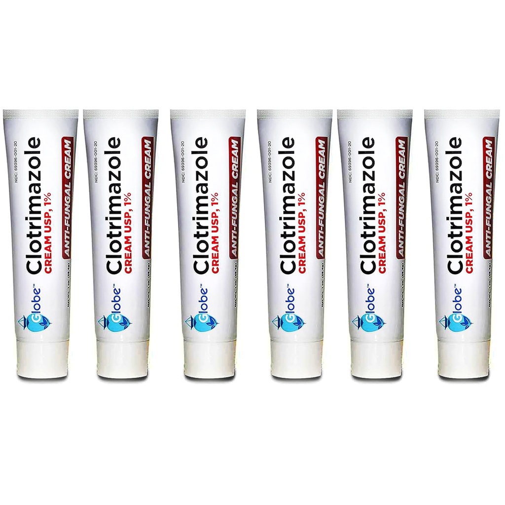 Globe (6 Pack) Clotrimazole Antifungal Cream 1% USP, 1 uns, Anti Fungal Behandling, lindrar klåda, brinnande, sprickning och skalning associerade idrottare fot, Jock Itch, Ringworm och mer