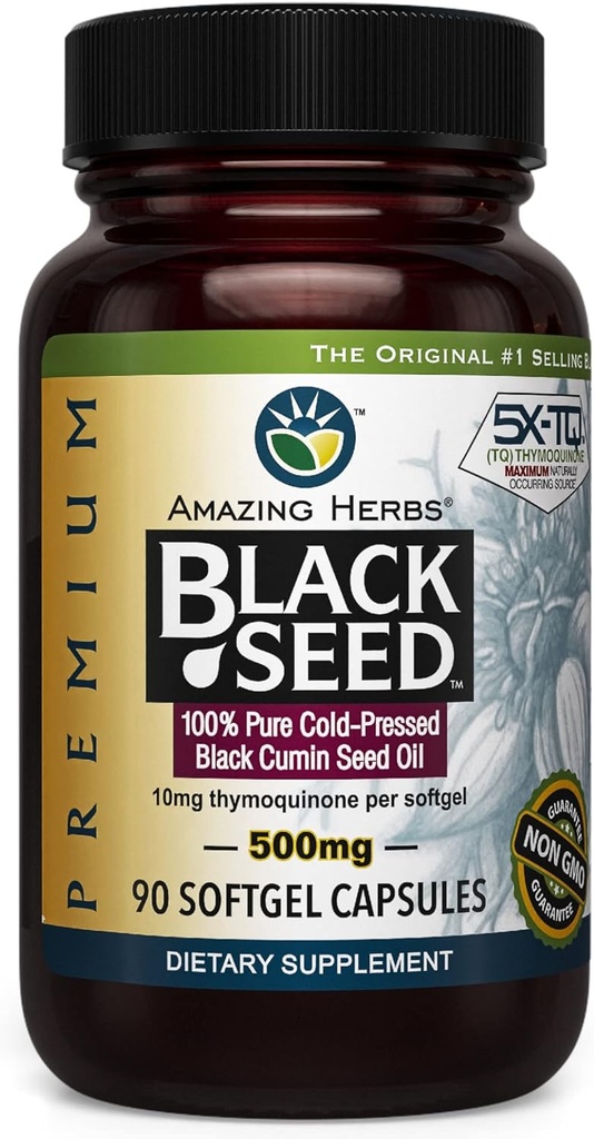 Hämmästyttävä Yrtit Kylmäpainettu Musta siemen öljy 500mg - 90 Softgels2