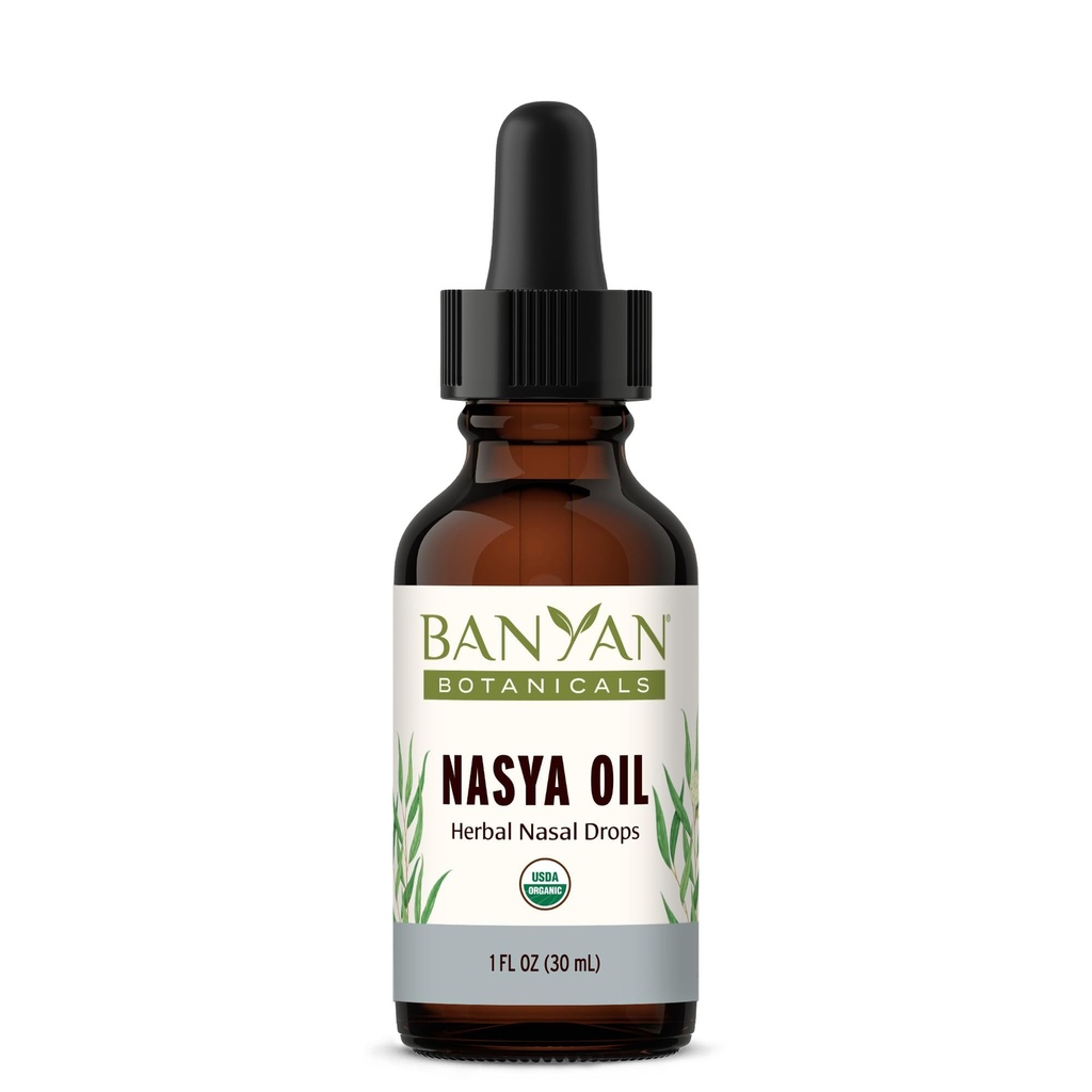 Banyan Botanicals Nasya Oil - Organic Herbal Nasal Drops for Clear Breathing - Ayurvedic Nasal Cleaner och Nose Moisturizer * - En Fluid Ounce - Certified Organic, Non GMO, Chemical Free
