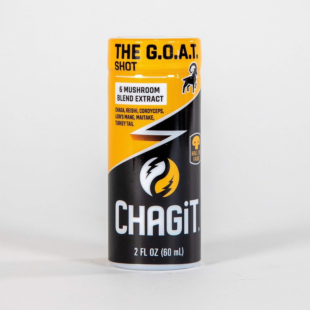 The G.O.A.T. Shot, Greatest of All Tonics with Chaga, Lion's Mane, reishi, cordyceps, Turkey Tail ja maitake, Pure Liquid Ulostus