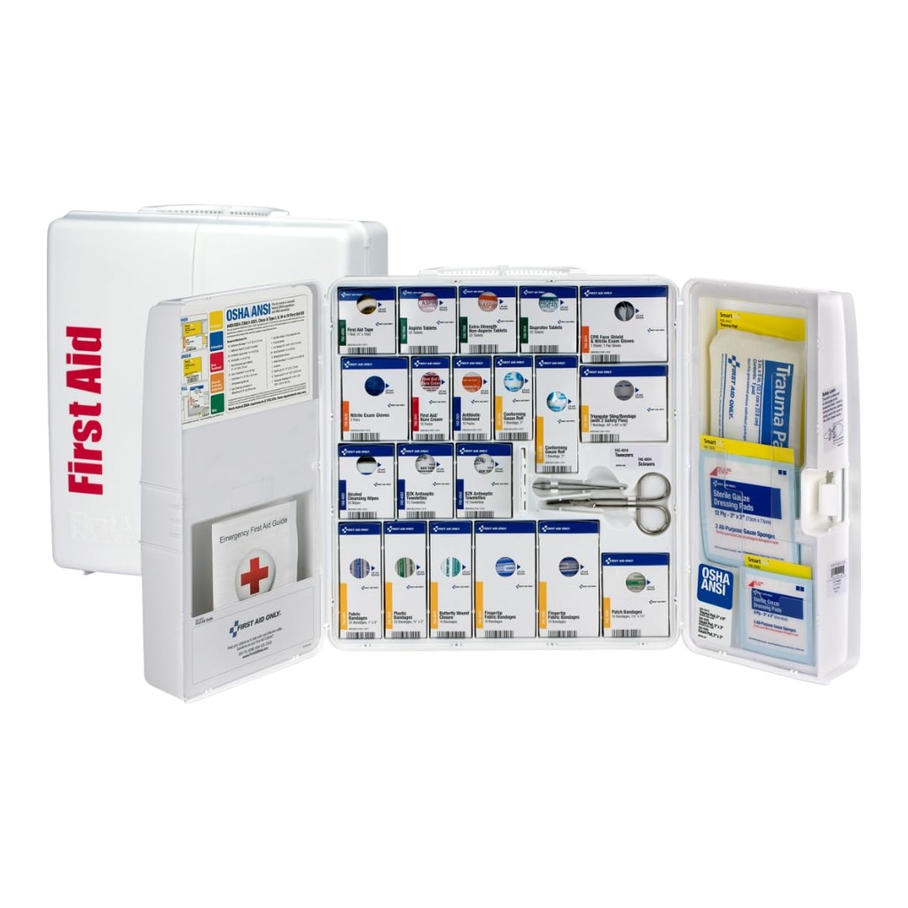 First Aid Vain 1000-FAE-0103 Smart Compliance 50-Henkilökohtainen OSHA Compliant First Aid Kit for Business, Suuri muovi ensiapu Kaappi lääkkeiden kanssa, 245 kappaletta