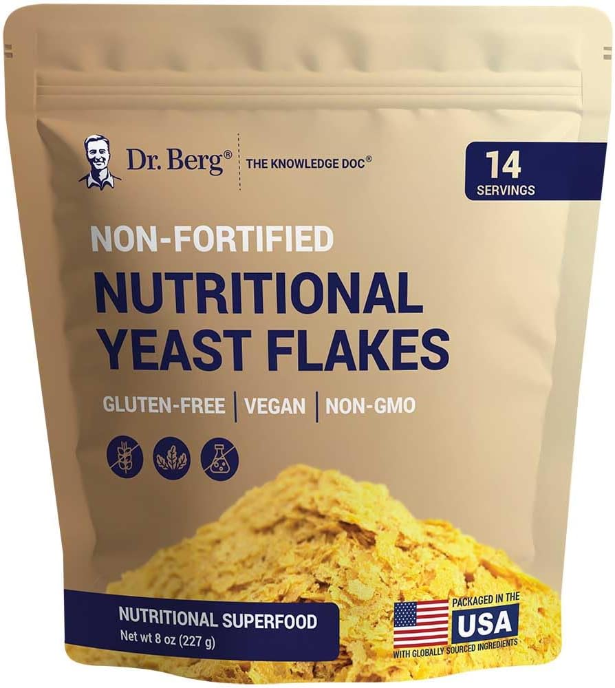Tohtori Berg Premium Nutritional Yeast Flakes - herkullinen ei-vahvistettu ravitsemushiiva luonnollisesti esiintyy B-vitamiinit - 8oz