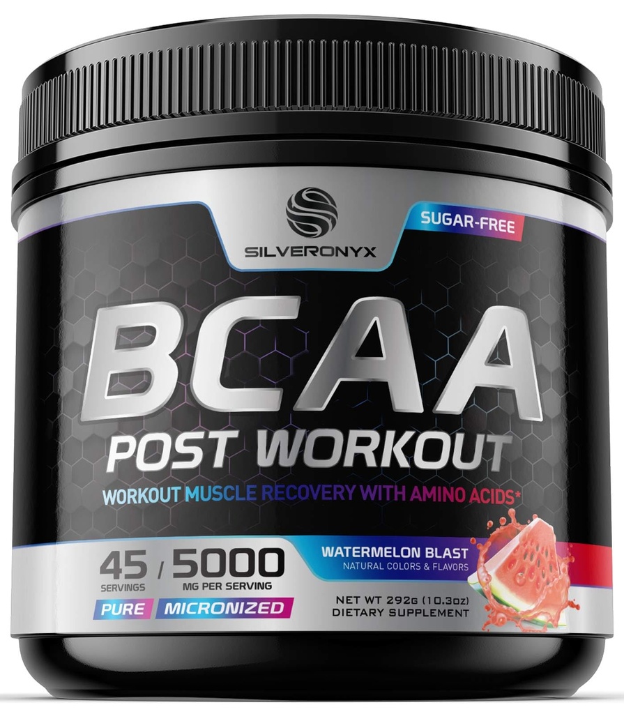 Post Workout Recovery Powder med BCAA - Extra Strength Muscle Recovery Drink Mix med L-Glutamin & Amino-syror - Sugar Free efter träningspulvertillskott - Vattenmelon Blast - 45 portioner
