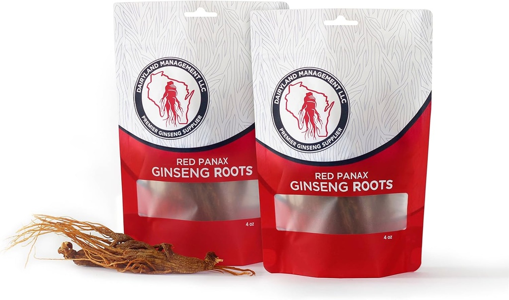 Dairyland Management LLC Red Panax Ginseng Root - 8 oz Pack av koreanska Panax Ginseng Root - Autentisk Panax Ginseng - Non-GMO, Gluten Free Ginseng Root - Använd Ginseng i soppa, Tea, Congee