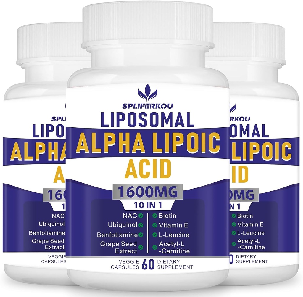 Liposomal Alpha Lipoic Acid 1600mg per annos,ALA-lisä antioksidanttien Health,Energy and Metabolia-Gluten vapaa & non GMO 180 kapselia