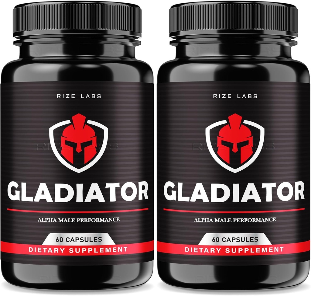 rize labs - Gladiator Kapselit - Performance täydentää miehille, suurin vahvuus tuki lihasten kasvua (120 kapselia)